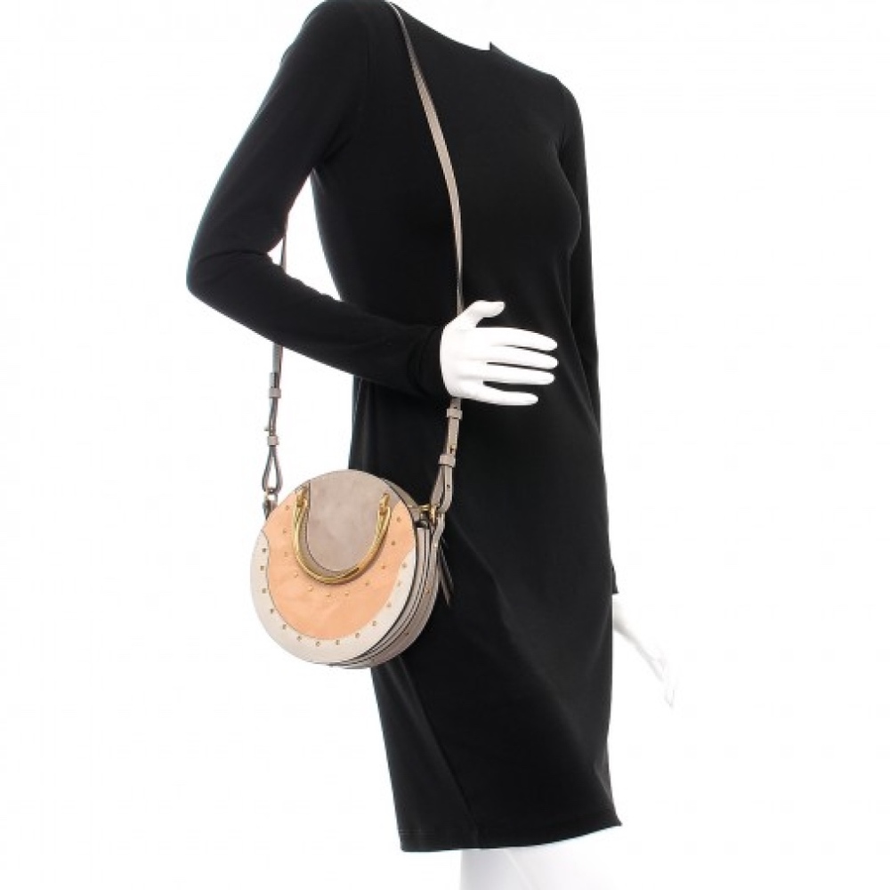 New Authentic CHLOE Small Pixie Studded Leather White Cream